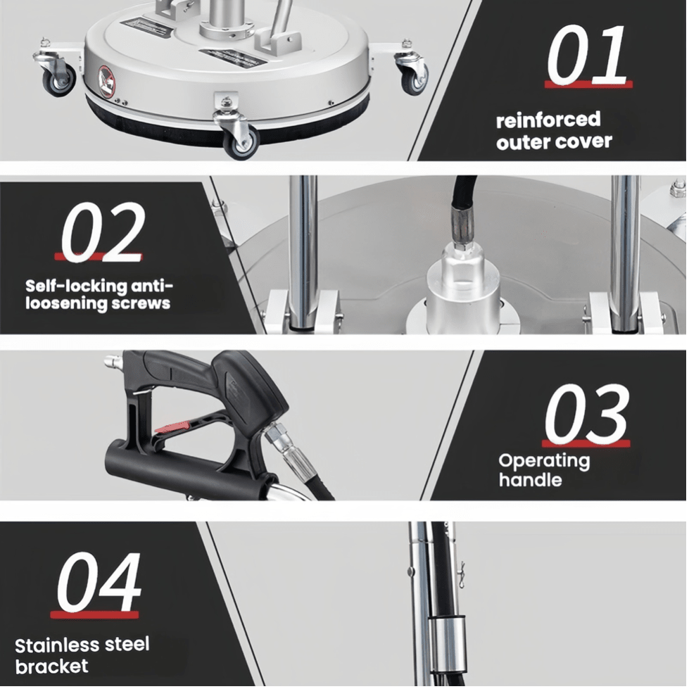Industrial Stainless Steel Pressure Washer Surface Cleaner 21" with 4 Castors 4000PSI - TrendLine & Co.
