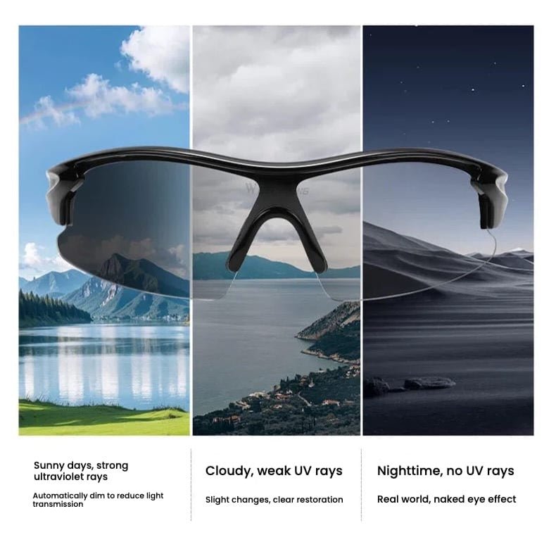 Kids Cycling Glass Wing Sunglass Photochromic Black - TrendLine & Co.