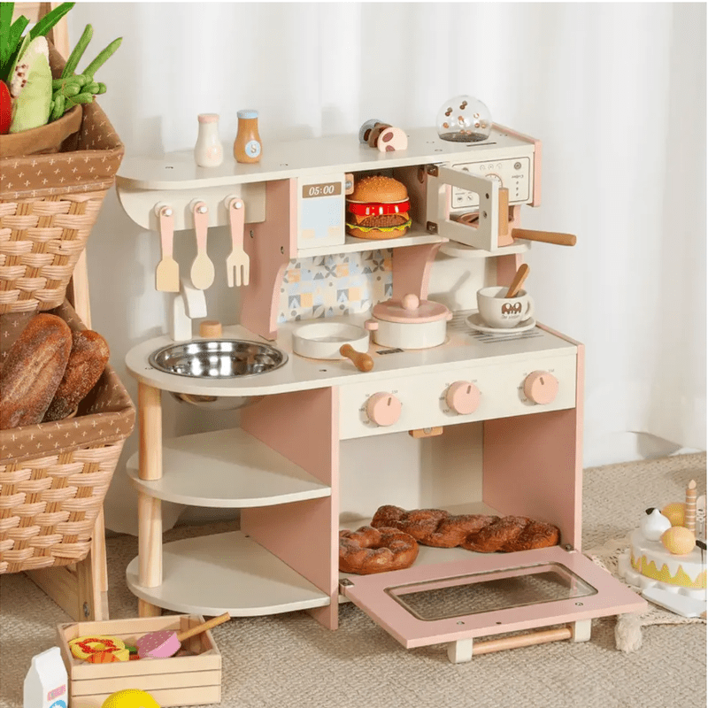 Little Angel Kids Wooden Play Kitchen Set With Accessories - TrendLine & Co.