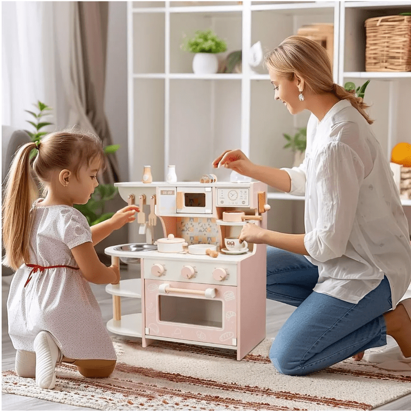 Little Angel Kids Wooden Play Kitchen Set With Accessories - TrendLine & Co.