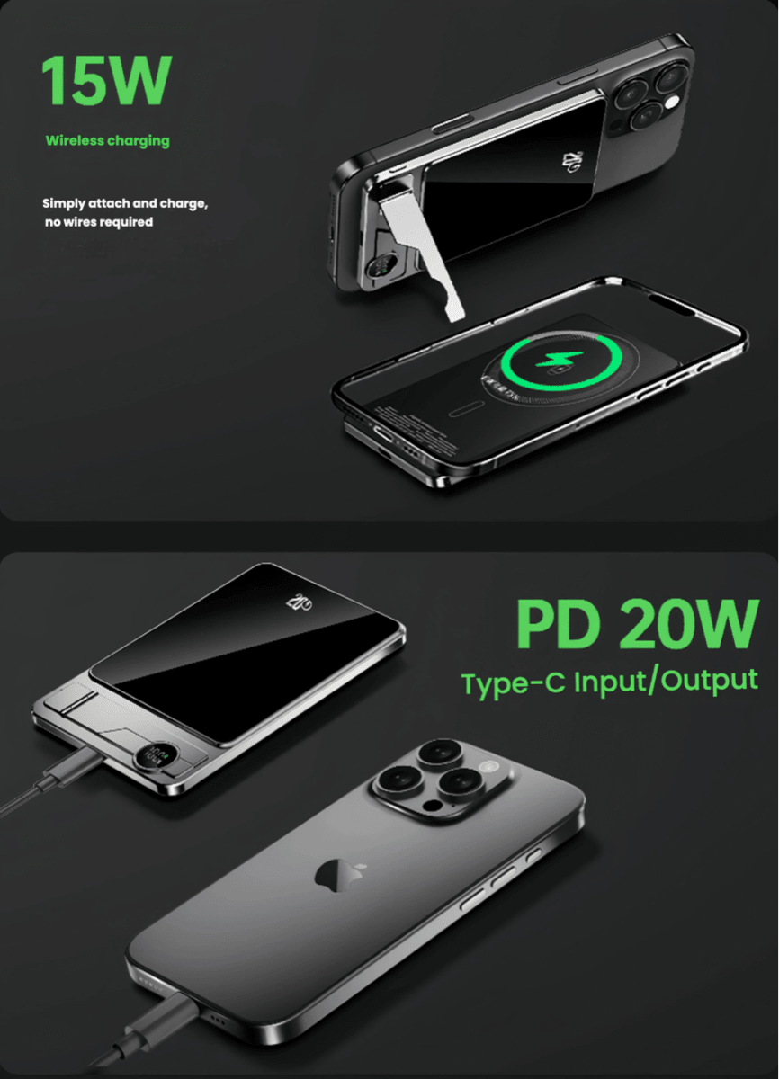 Magnetic Wireless Power Bank 10000mAh Grey - TrendLine & Co.