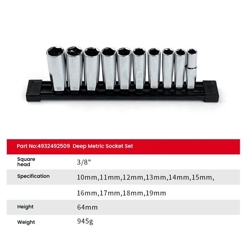 Milwaukee 3/8 inch Drive Deep Metric Socket Set 10PC - TrendLine & Co.