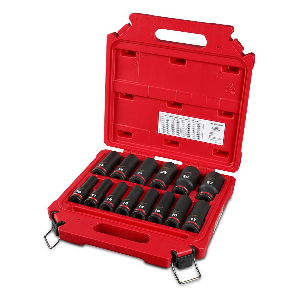 Milwaukee SHOCKWAVE Impact Duty 1/2" Drive Metric Deep Socket Set - TrendLine & Co.