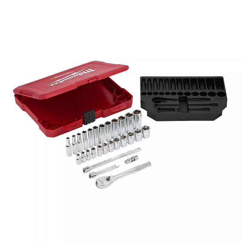 Milwaukee 28PC 1/4" Drive Metric Ratchet ,Socket Set and Bit Set