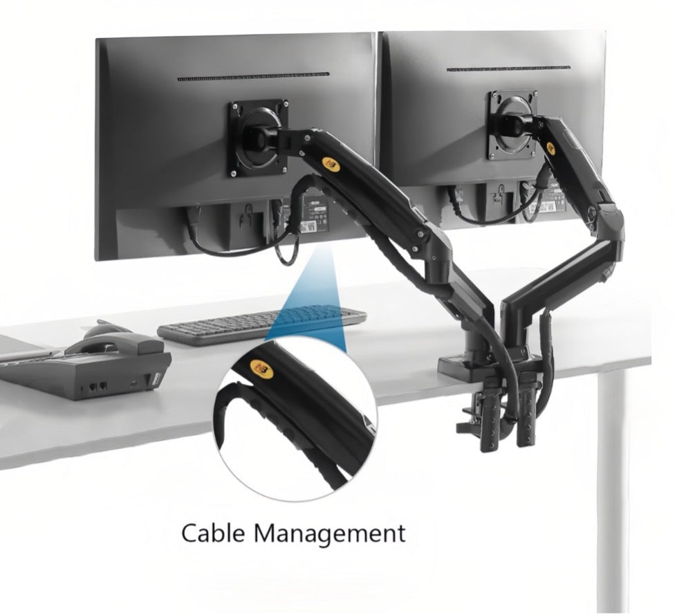 NB North Bayou F160 dual monitor full-motion desk mount for 17"-27" screens - TrendLine & Co.