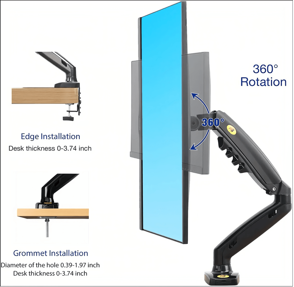 NB North Bayou F80 full-motion monitor desk mount for 17"-30" screens - TrendLine & Co.