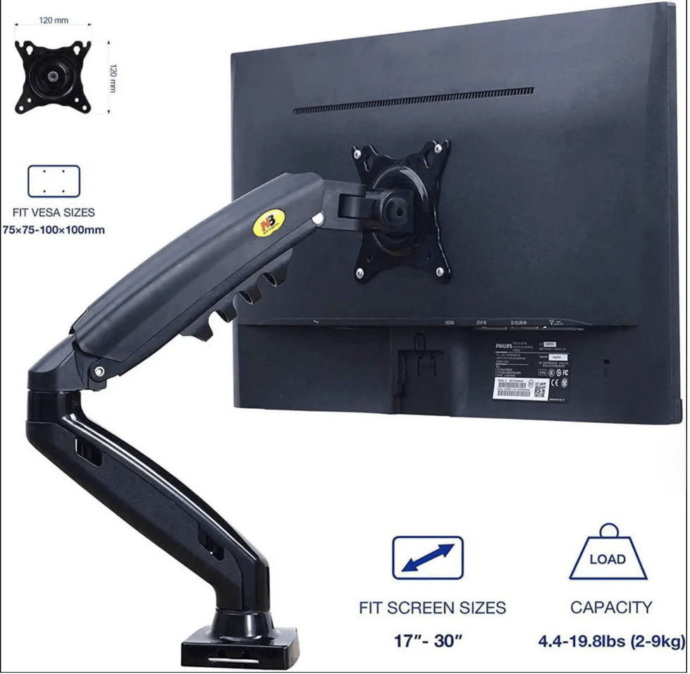 NB North Bayou F80 full-motion monitor desk mount for 17"-30" screens - TrendLine & Co.