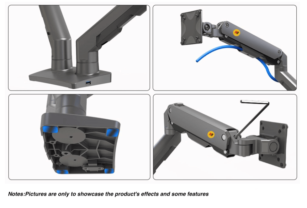 NB G55 Heavy Duty Dual Monitor Arm for 27-34” Screens, Monitor Mount Load Max 16 kg VESA 75/100 mm WHITE - TrendLine & Co.