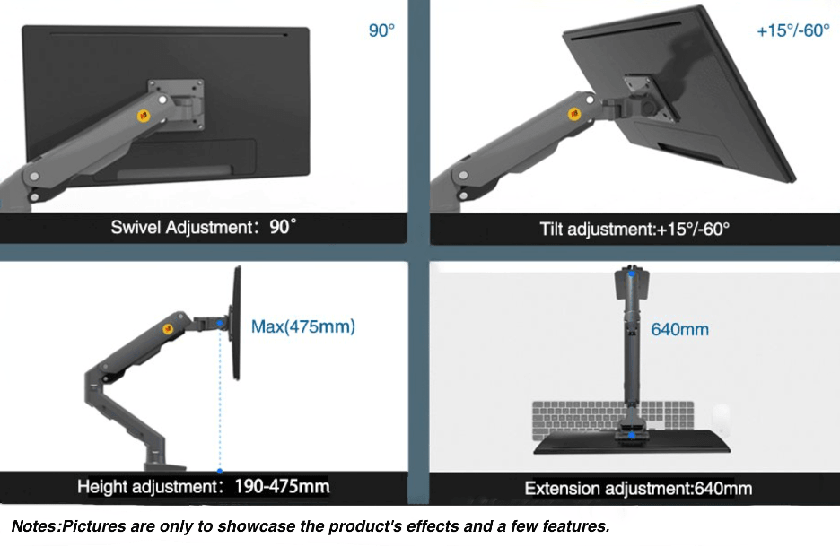 NB G55 Heavy Duty Dual Monitor Arm for 27-34” Screens, Monitor Mount Load Max 16 kg VESA 75/100 mm WHITE - TrendLine & Co.