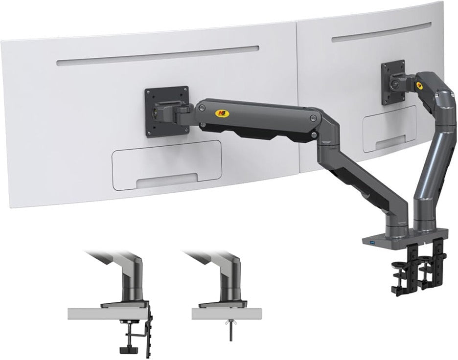 NB North Bayou G65 heavy-duty dual monitor arm desk mount for 27-34 Inches Computer Screens BLACK - TrendLine & Co.