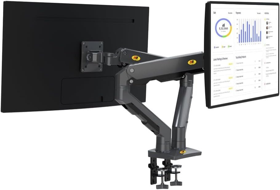 NB North Bayou G65 heavy-duty dual monitor arm desk mount for 27-34 Inches Computer Screens BLACK - TrendLine & Co.