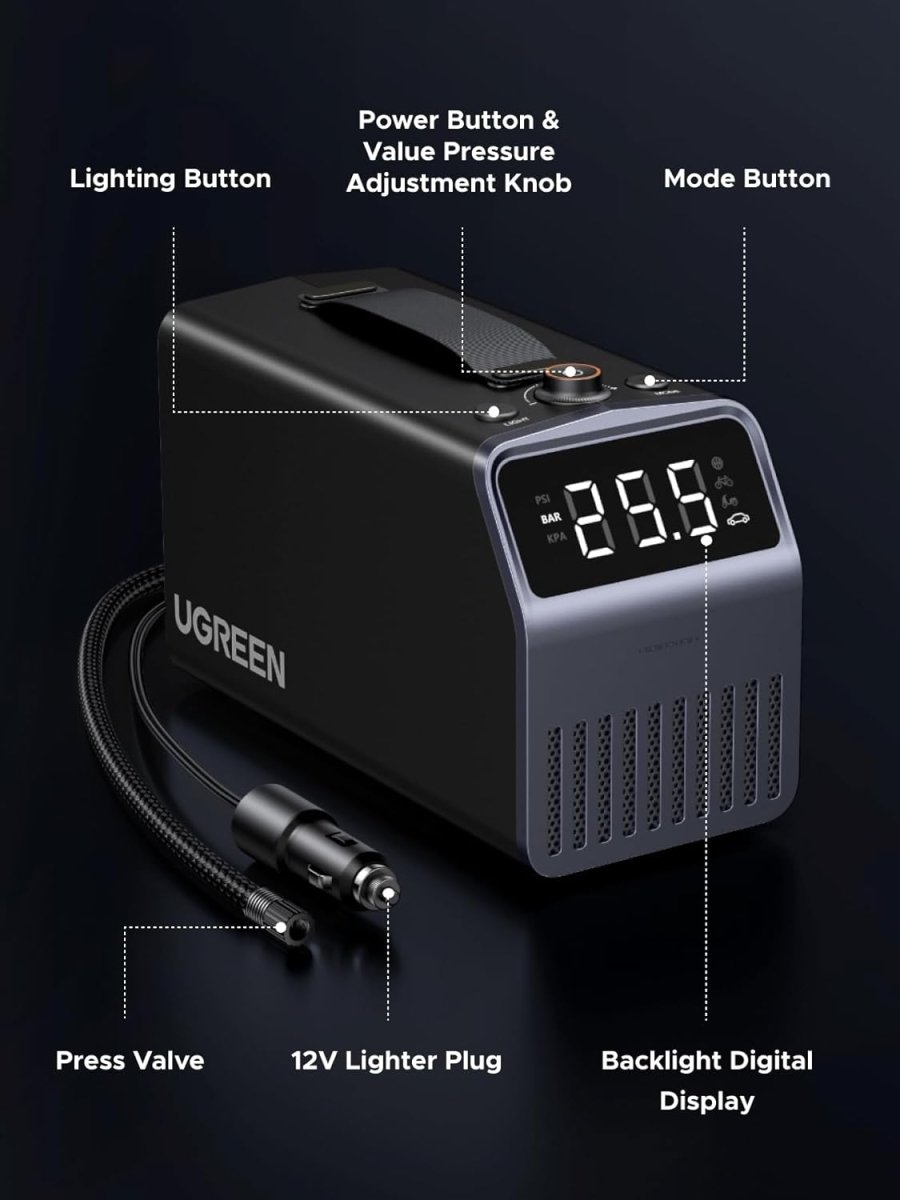 UGREEN 12V Portable Electric Tire Inflator 150PSI - TrendLine & Co.