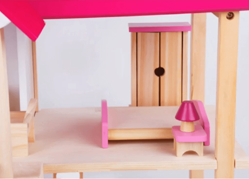 Wooden Doll House Kids Pretend Play Toys Full Furniture Set - TrendLine & Co.