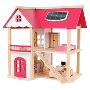 Wooden Doll House Kids Pretend Play Toys Full Furniture Set - TrendLine & Co.